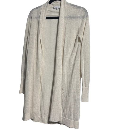White + Warren Open Cardigan Cotton/Linen Blend Breathable Ivory Size XS - Picture 2 of 11
